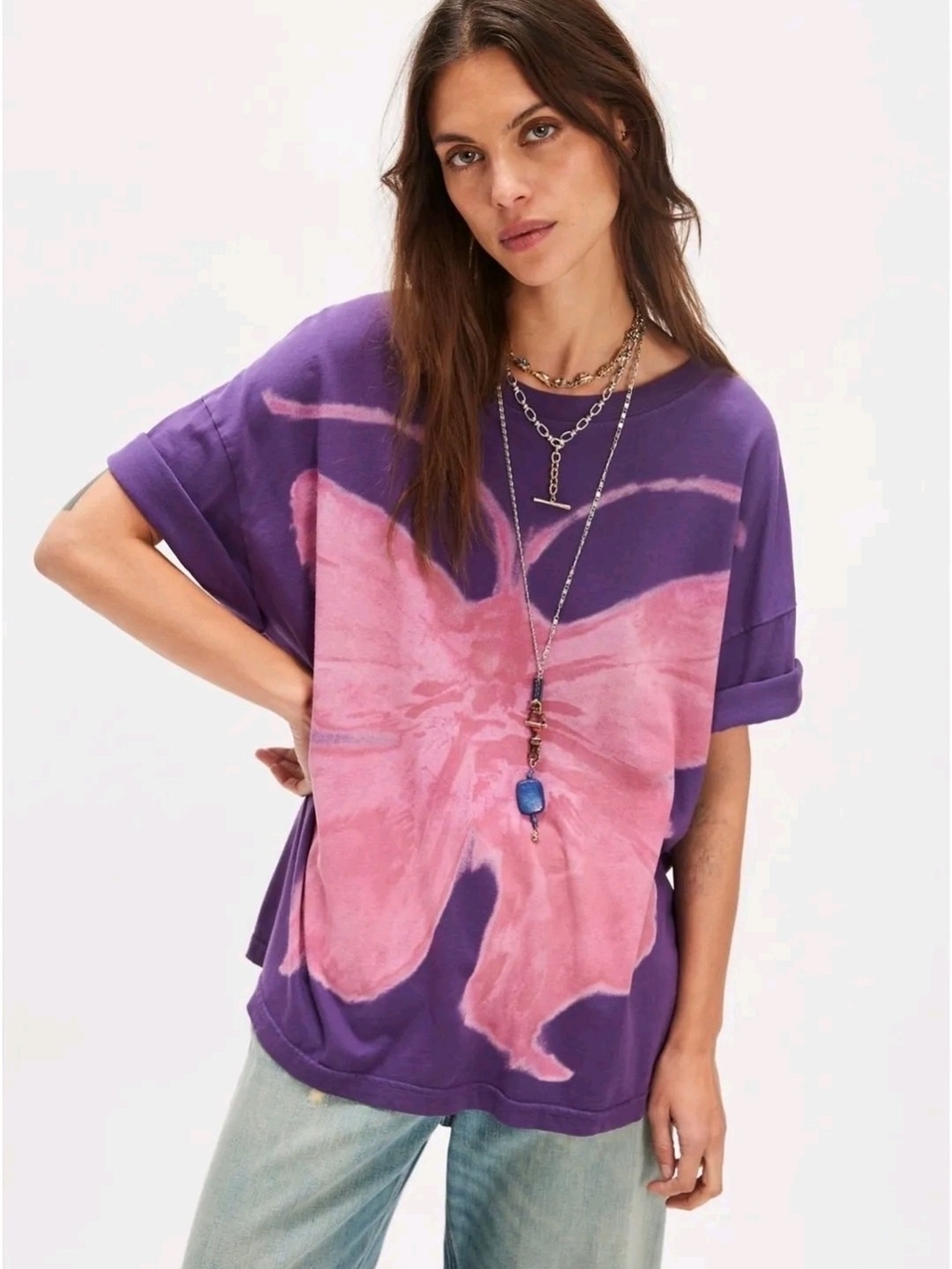 Free People X Ragabond Swan Gossip Painted Tee NWOT